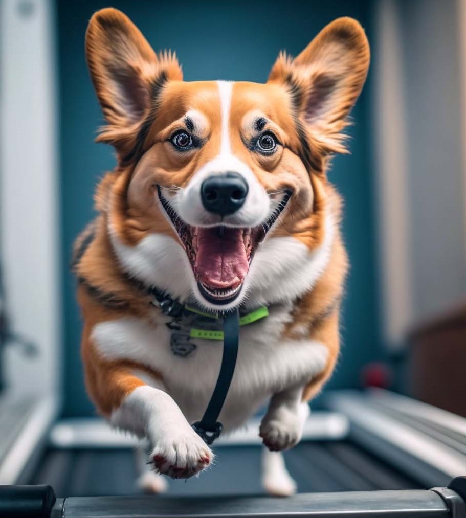 Corgie Running on Treadmill